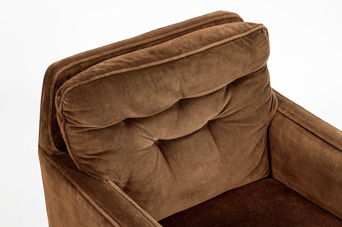 Pair of Mid-Century Brown Velvet Lounge Chairs Attributed to Edward Wormley, 1960s
