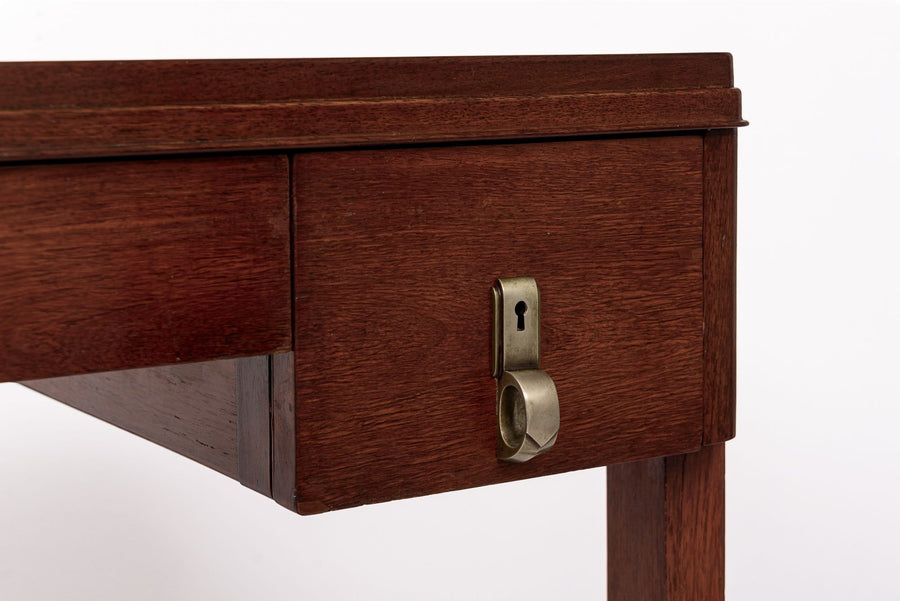 Antique Art Deco Wood and Ebonized Demilune Desk, 1930s