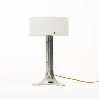 Vintage Mid Century Silver & White Acrylic Shade Table Lamp