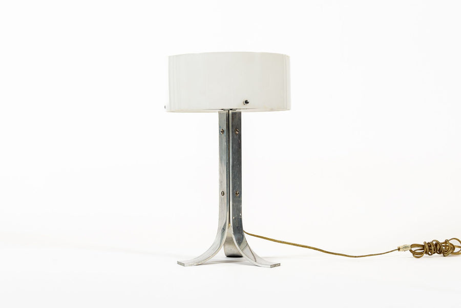 Vintage Mid Century Silver & White Acrylic Shade Table Lamp