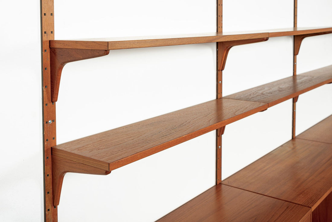 Large Mid Century Danish HG Teak Wood Modular Wall Unit Shelving & Bookcase
