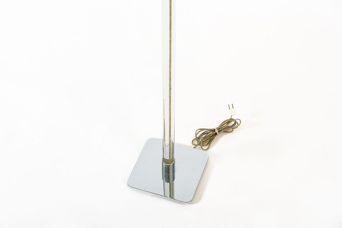 Vintage Mid Century Glass Column & Chrome Floor Lamp by Hansen