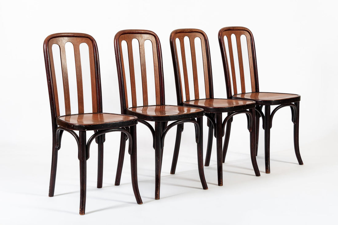 Antique Bentwood Bistro Cafe Chairs by Josef Hoffman for Thonet