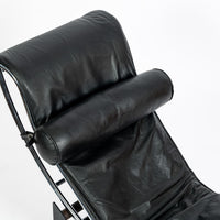 Cassina LC4 Black Leather Chaise Lounge Chair by Le Corbusier 1981
