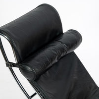 Cassina LC4 Black Leather Chaise Lounge Chair by Le Corbusier 1994