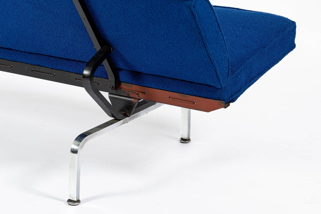 Mid Century Blue Sofa Compact by Eames for Herman Miller 1970s