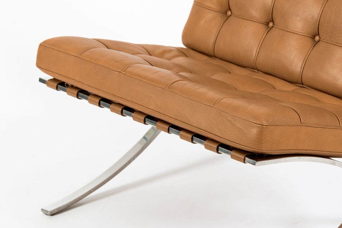 Mid Century Brown Leather Barcelona Chair by Mies van der Rohe for Knoll, 1983