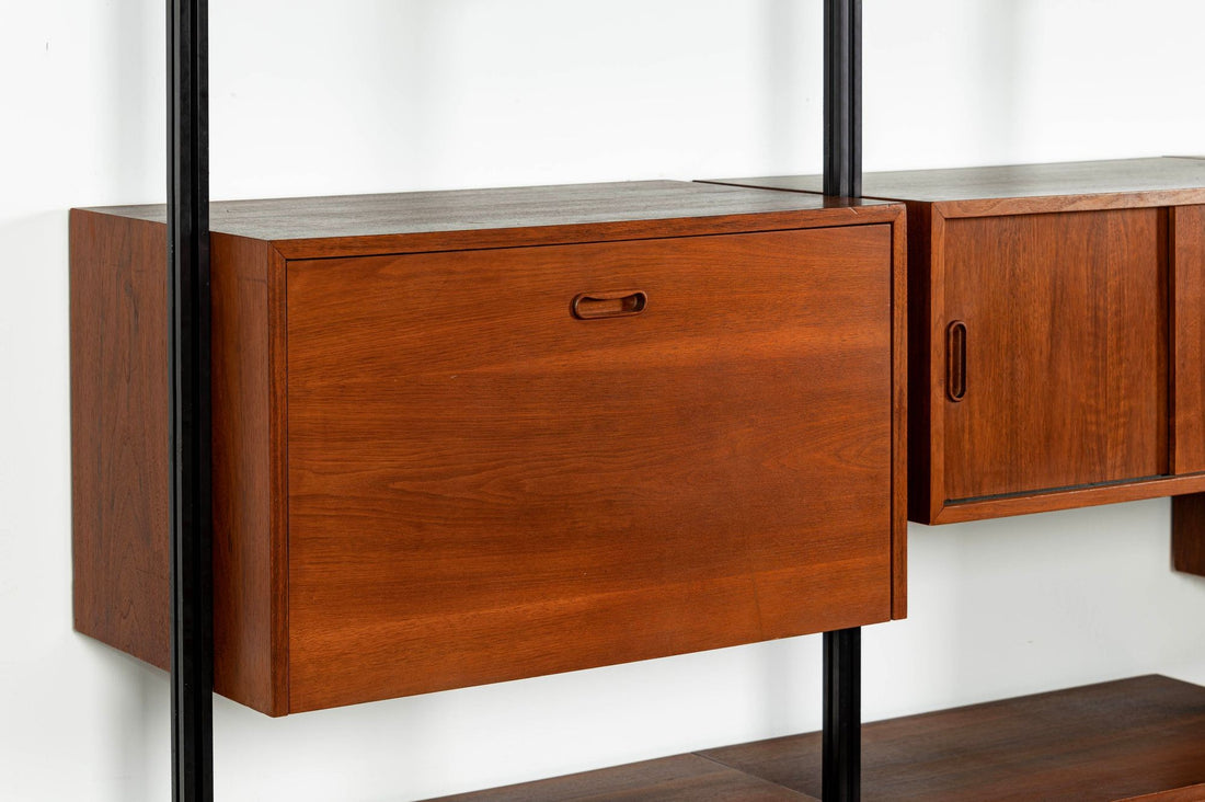 Early Production George Nelson OMNI Three-Bay Modular Walnut Wall Unit by Structural Products, Circa 1961