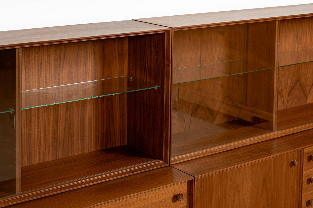 Pair of Swedish Mid-Century Modern Teak Bookcase Display Cabinets, 1960s