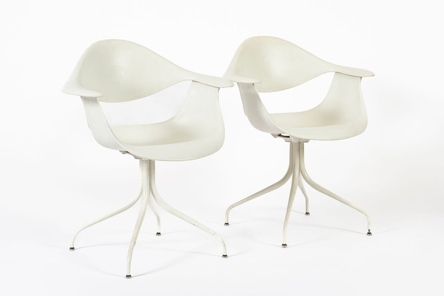 Mid Century White Swag Chairs by George Nelson for Herman Miller