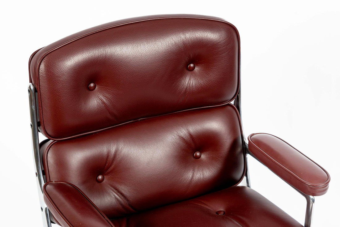 Pair Eames Herman Miller Time Life Lobby Red Leather Office Chairs
