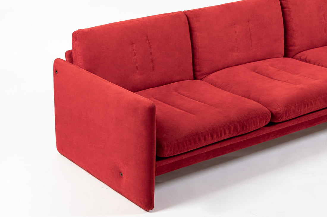 Vintage Italian Modern Red Simone Sofa by Simon International, Italy, Circa 1972