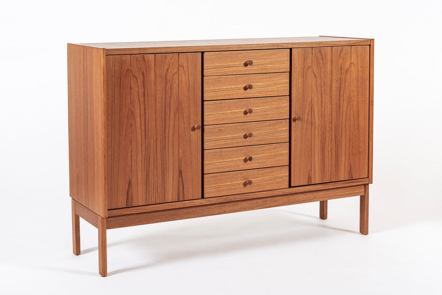 Mid Century Danish Teak Wood Credenza Sideboard Cabinet