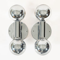 Vintage Mid Century Silver Chrome Wall Sconce Lights by Sonneman