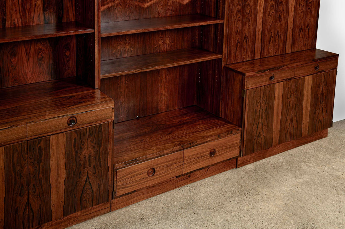 Mid-Century Swedish Rosewood Bookcase Dropdown Wall Unit by Bertil Fridhagen for Bodafors, 1960s
