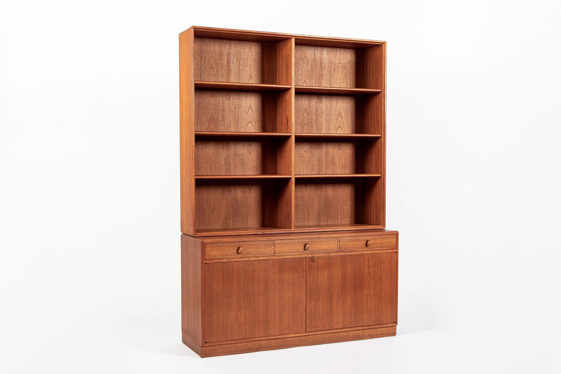 Large Mid Century Swedish Teak Wood Bookshelf Wall Unit by Bodafors