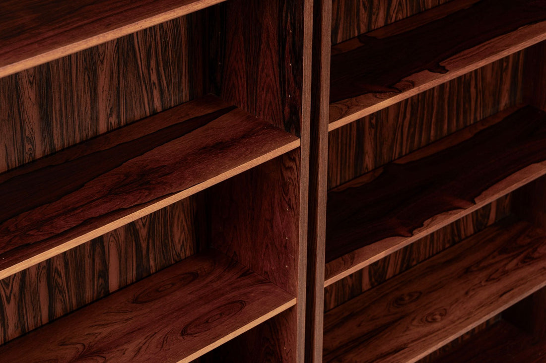 Pair of Mid Century Scandinavian Modern Tall Rosewood Bookcases