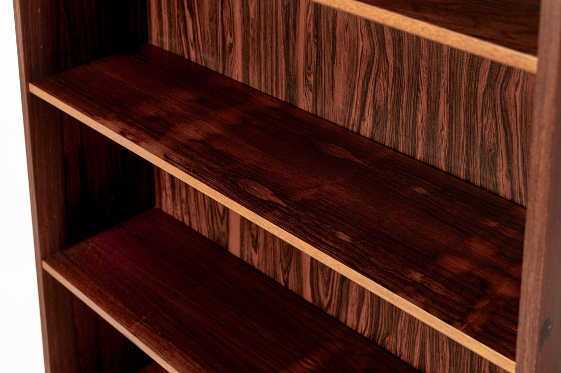Mid Century Rosewood Bookcase, Scandinavian Tall Display Shelf, 3 Avail