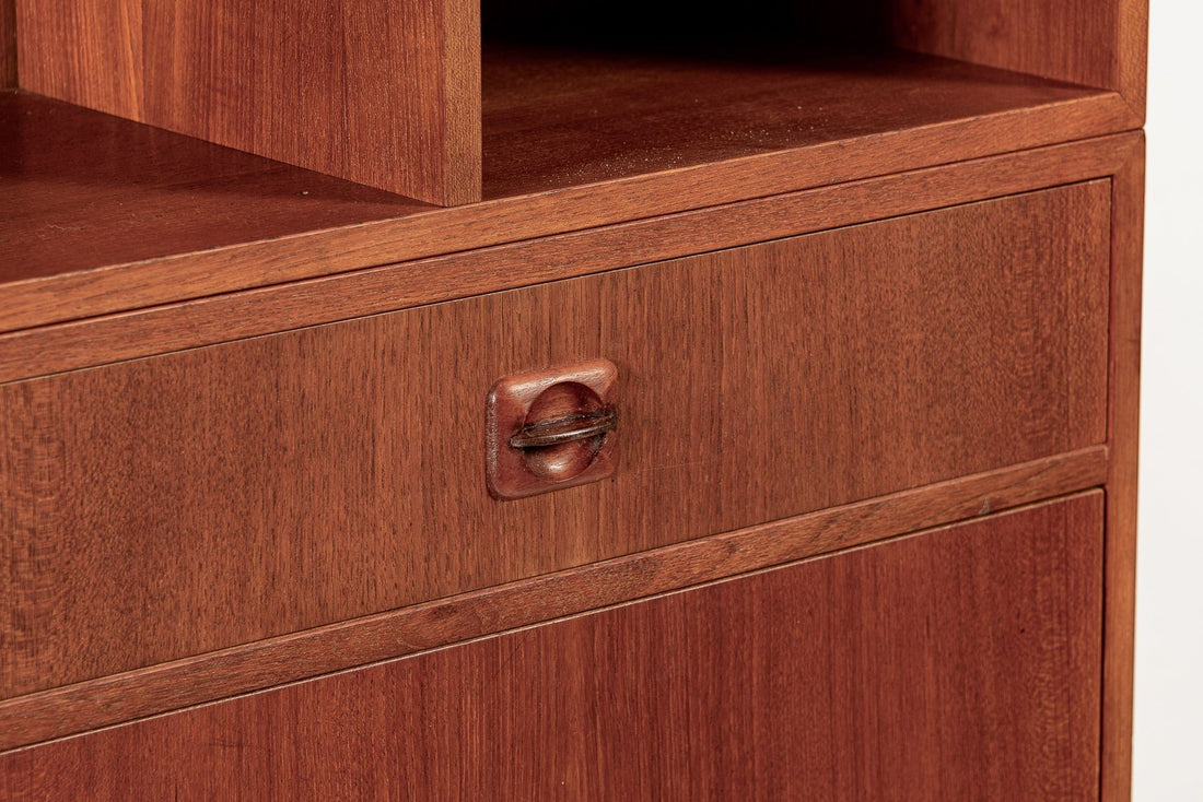 Mid Century Danish Teak Wood Drop-Down Secretary Desk Wall Unit