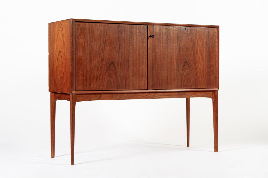 Mid Century Teak Bar Cabinet with Lazy Susan by Fredrik Kayser (attr.)