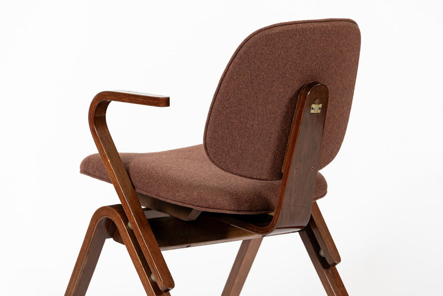 Mid Century Brown Plywood Arm Chairs by Joe Atkinson for Thonet