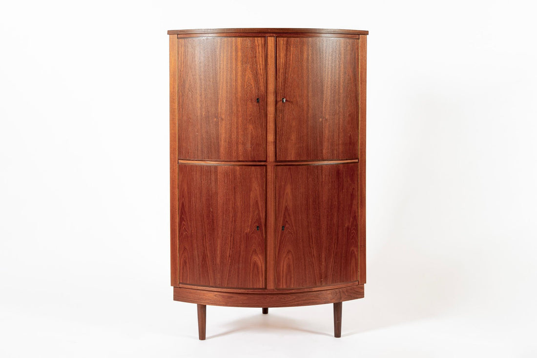 Mid Century Danish Modern Teak Wood Corner Cabinet 1960s