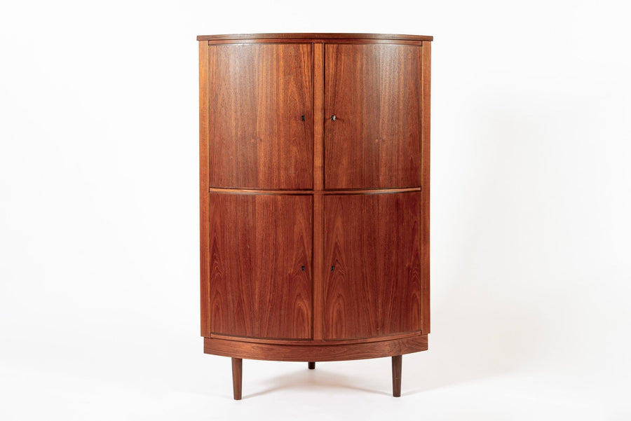 Mid Century Danish Modern Teak Wood Corner Cabinet 1960s