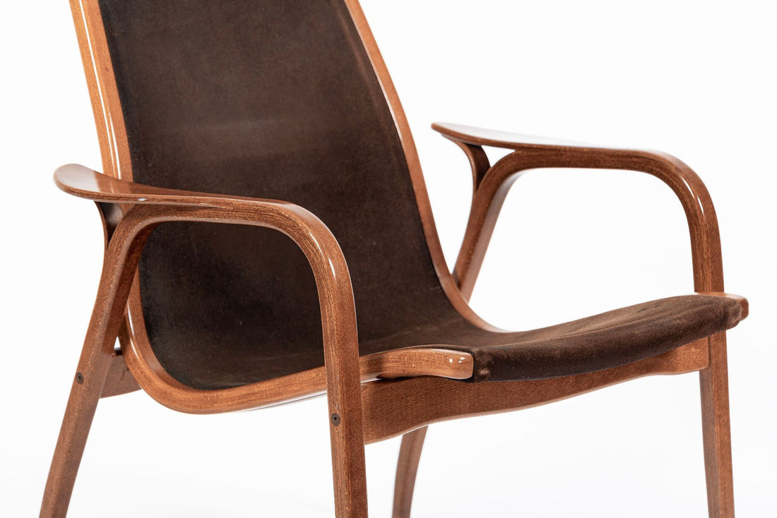 Pair Mid-Century Swedish Brown Lamino Lounge Chairs by Yngve Ekström for Swedese