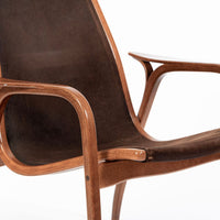 Pair Mid-Century Swedish Brown Lamino Lounge Chairs by Yngve Ekström for Swedese