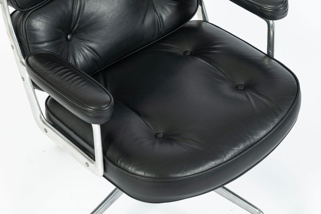 Eames Time Life Executive Lobby Chair Herman Miller Black Leather Office Chair