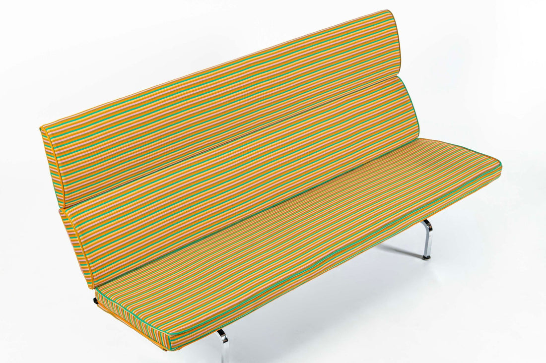 Eames Sofa Compact for Herman Miller, Alexander Girard Maharam Striped Fabric, 2 Available