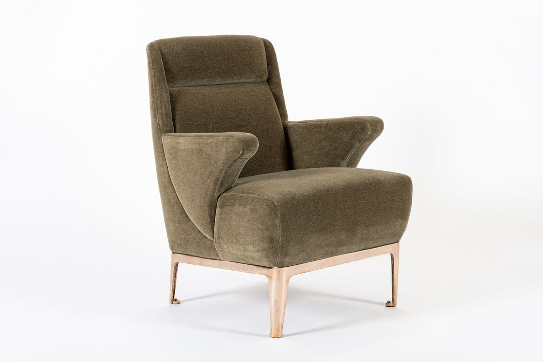 Restored 1940s Art Deco Lounge Chair Mink Mohair, Matching Sofa Available