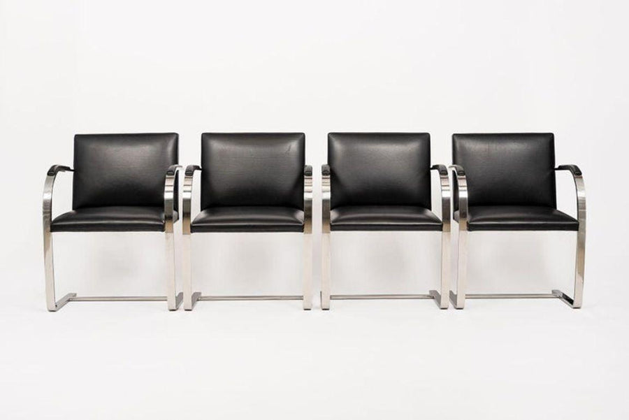 Mid Century Black Brno Chairs by Mies van der Rohe for Knoll Set of 4