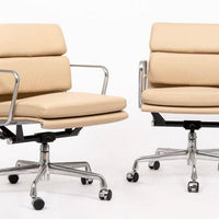 Eames for Herman Miller Cream Leather Office Chair Pair 2000s