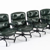 Time Life Green Leather Office Chairs by Eames for Herman Miller, 1996 Set of 4