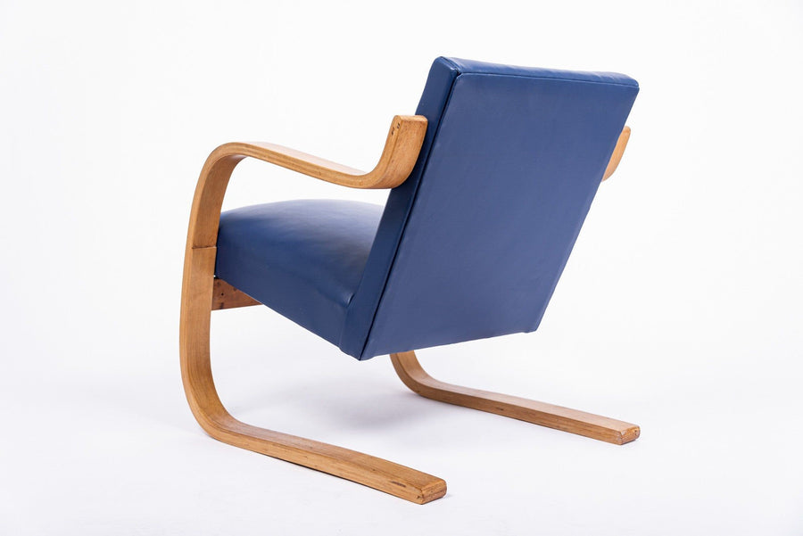 Bauhaus 402 Blue Arm Chair by Alvar Aalto, Made in Finland, 1930s