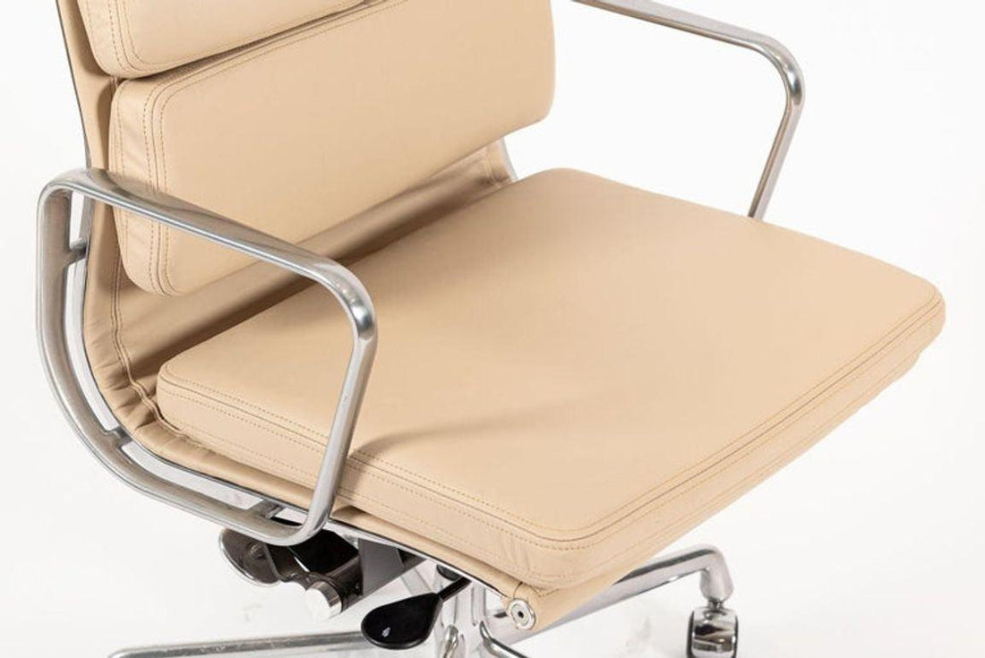 Herman Miller Eames Tall Tan Leather Desk Chair Soft Pad Pair