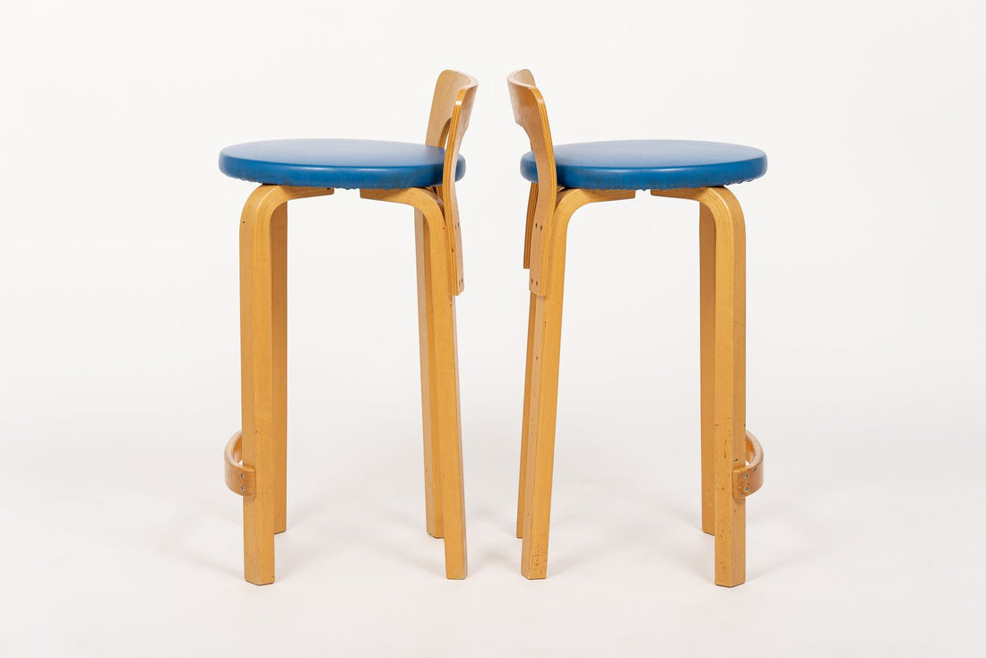 Mid Century Finnish Birch Wood K65 Stools by Alvar Aalto for Artek