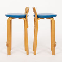 Mid Century Finnish Birch Wood K65 Stools by Alvar Aalto for Artek