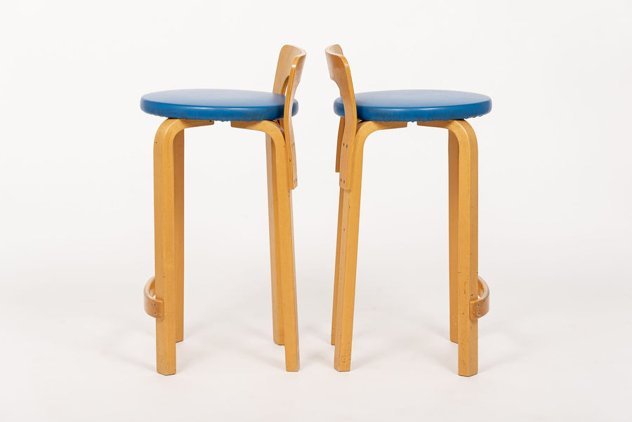 Mid Century Finnish Birch Wood K65 Stools by Alvar Aalto for Artek