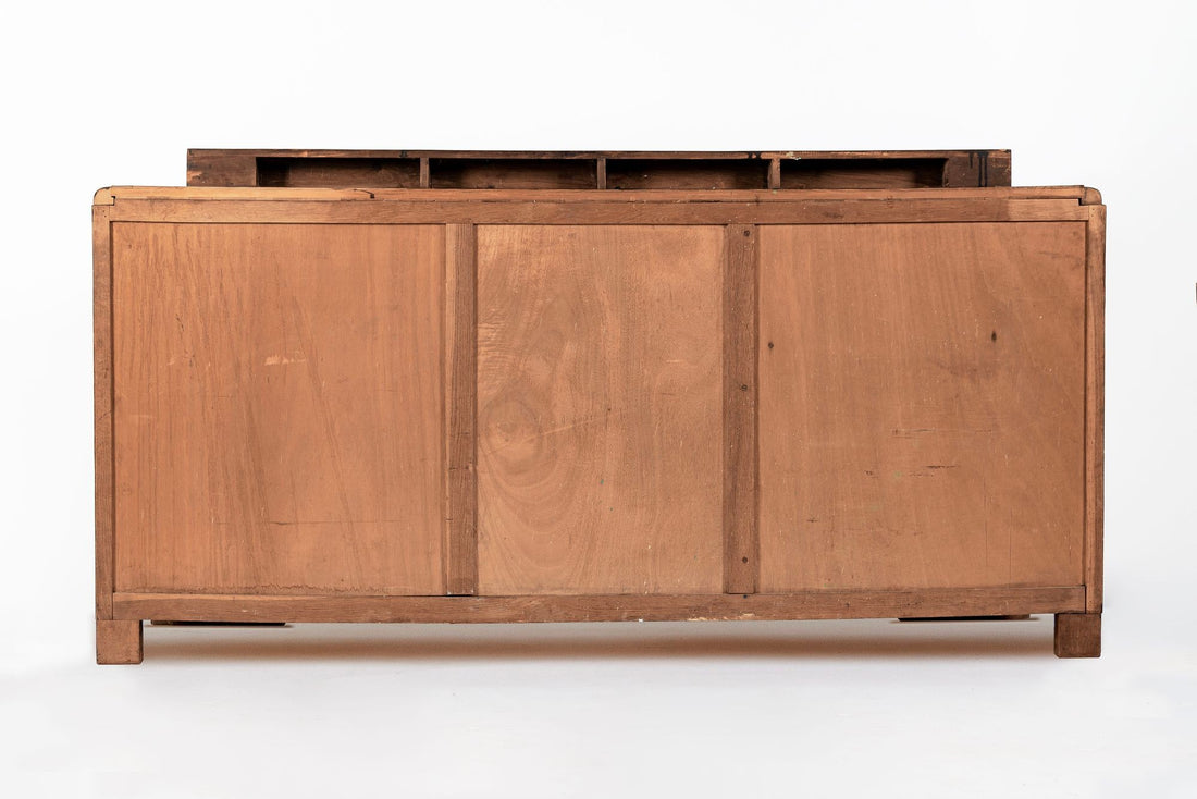 Antique French Art Deco Wood Parquetry Sideboard Cabinet by Adolphe Chanaux (attr)