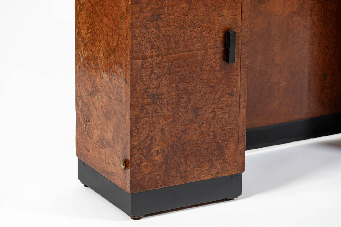 American Art Deco Birdseye Maple Vanity Cabinet or Dressing Table, Circa 1930
