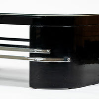 Art Deco Coffee Table in Black Lacquer and Metal Leaf, circa 1935