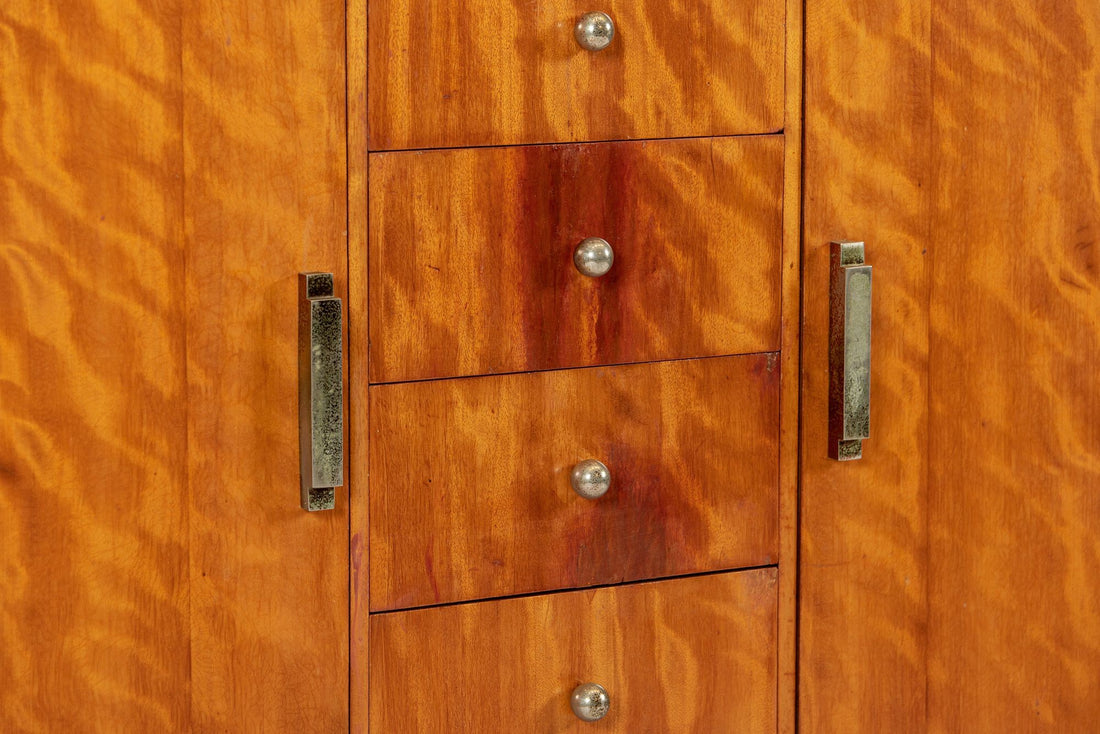 Antique Art Deco Two-Tone Burl Wood Dresser, 1930s