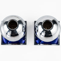 Art Deco Chrome and Cobalt Blue Candleholders by Walter von Nessen for Chase, 1930s