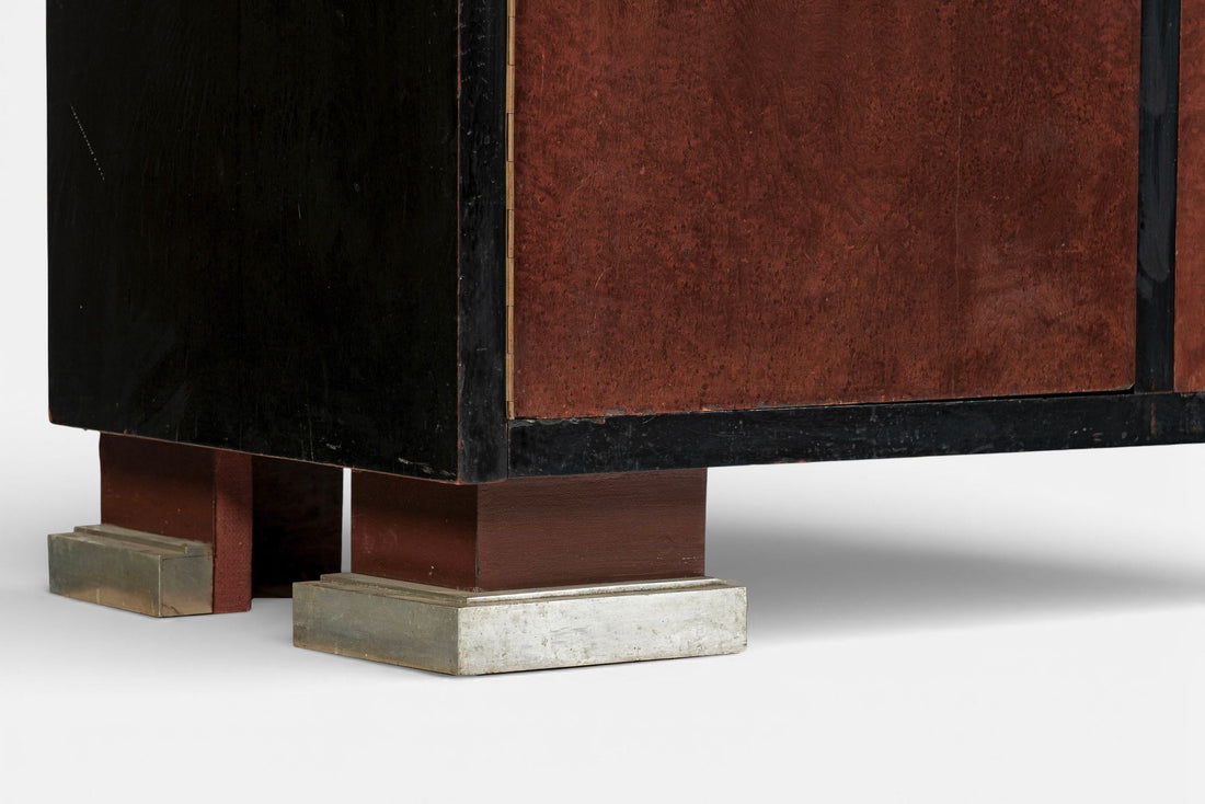 Antique Art Deco Maple Wood Mirrored Armoire Cabinet 1930s