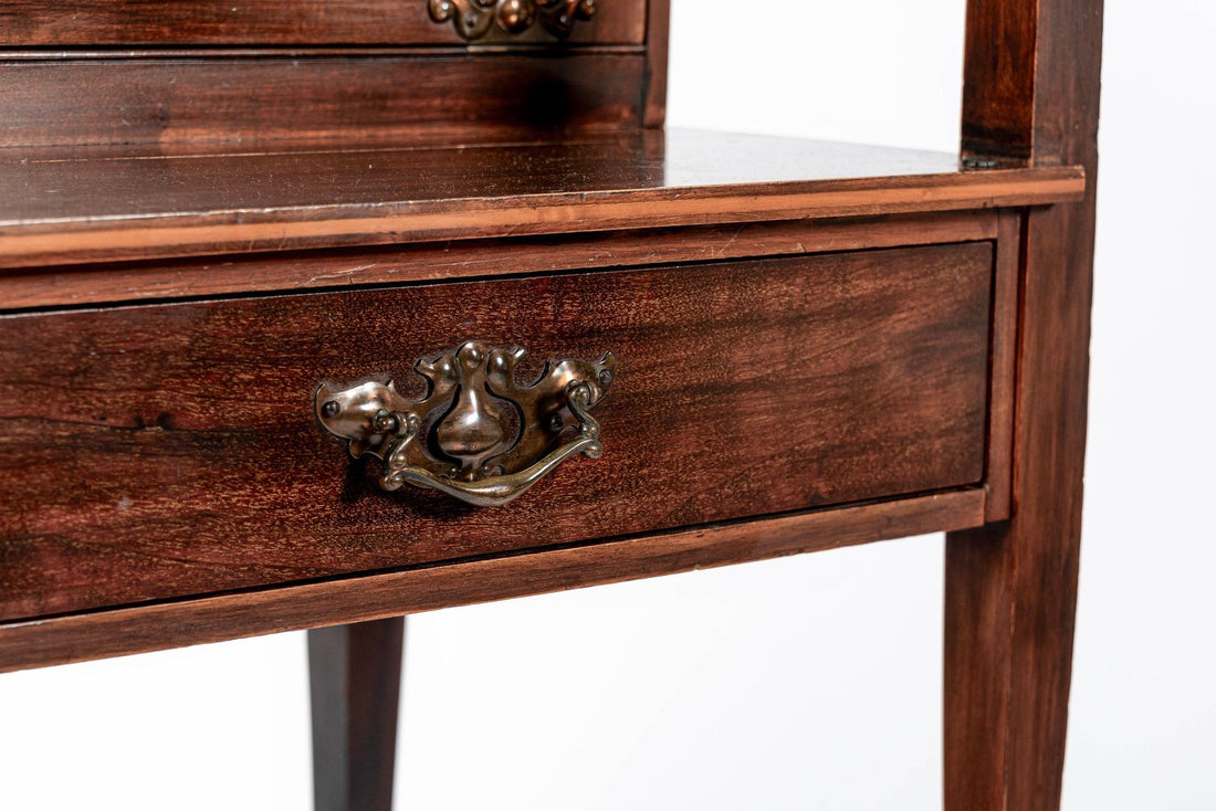 Antique Art Nouveau Scottish Mahogany Floral Secretary Cabinet