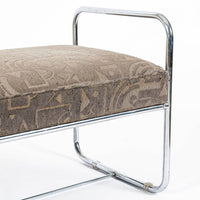 Antique Hoffmann Bauhaus Daybed Bench for Howell, Art Deco Chrome Tubular Steel Bench, 1940s