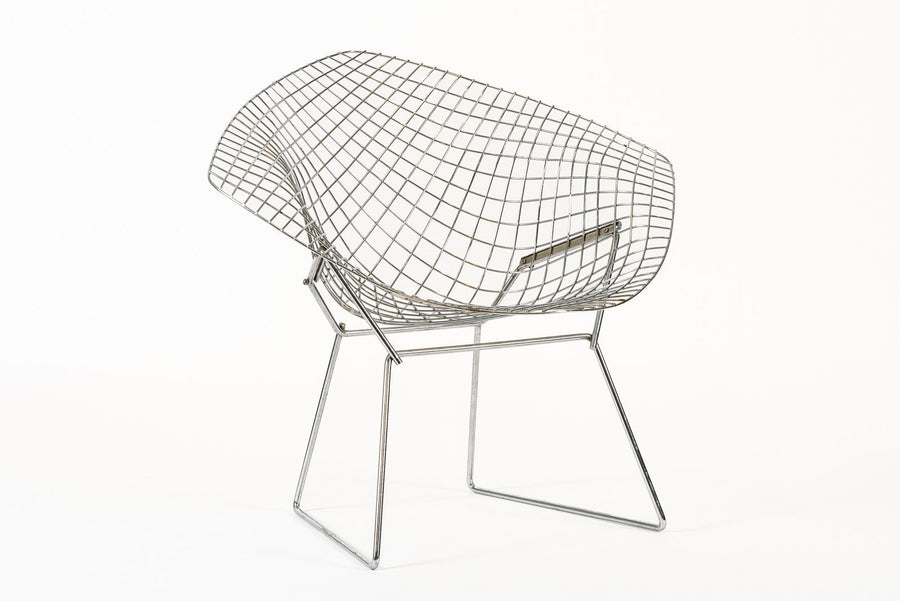 Mid Century Silver Diamond Wire Lounge Chairs by Harry Bertoia for Knoll