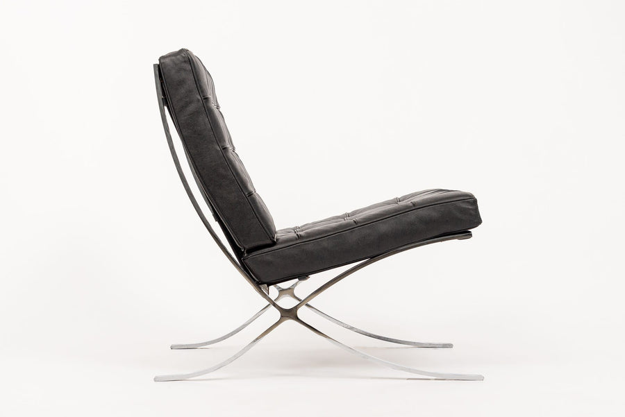 Mid Century Black Barcelona Chair by Mies van der Rohe for Knoll